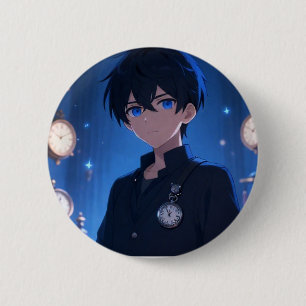 Chapa Redonda De 5 Cm Chico Anime Genial con Relojes Antiguos Estética A
