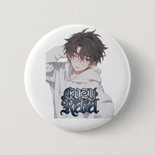 Chapa Redonda De 5 Cm Chico Anime Rebelde Acogedor - Gafas Estéticas Lin