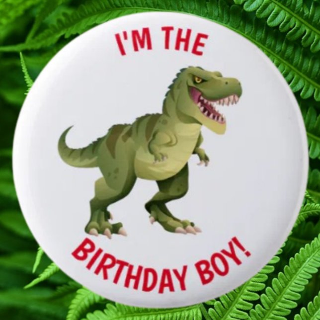Chapa Redonda De 5 Cm Chico cumpleaños Dinosaurio T Rex (Cute Birthday Jurassic Dinosaur Collection/Pin Set)