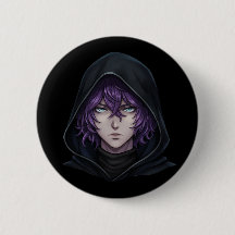 Chico de Anime con Capucha Oscura y Cabello Púrpur