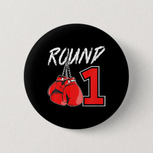 Chapa Redonda De 5 Cm Chico de boxeo en su 1er cumpleaños Cumpleaños de 