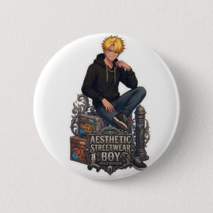 Chapa Redonda De 5 Cm Chico de Streetwear Estético - Anime Genial