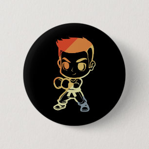 Chapa Redonda De 5 Cm Chico kickboxing Dibujo animado Mirar Kickboxer Ka