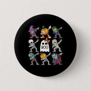 Chapa Redonda De 5 Cm Chicos de Halloween haciendo Dabbing Esqueleto Zom