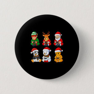 Chapa Redonda De 5 Cm Chicos Jugadores De Navidad Videojuegos Santa Elfo
