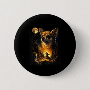 Chapa Redonda De 5 Cm Chihuahua aullando a la luna meme vintage 90s
