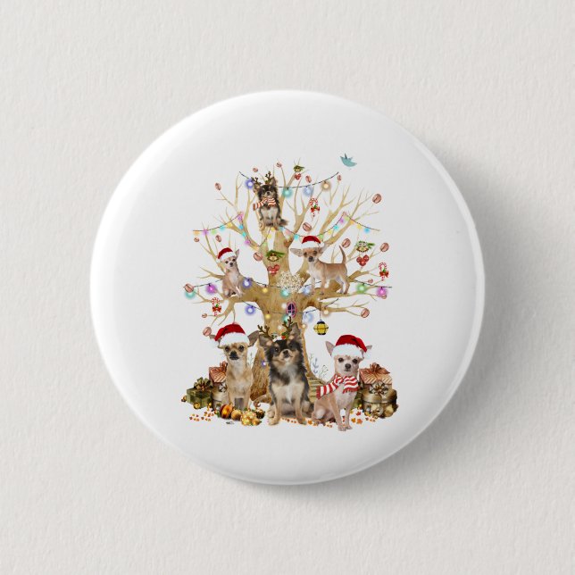 Chapa Redonda De 5 Cm Chihuahua christmas adorador de perros (Anverso)