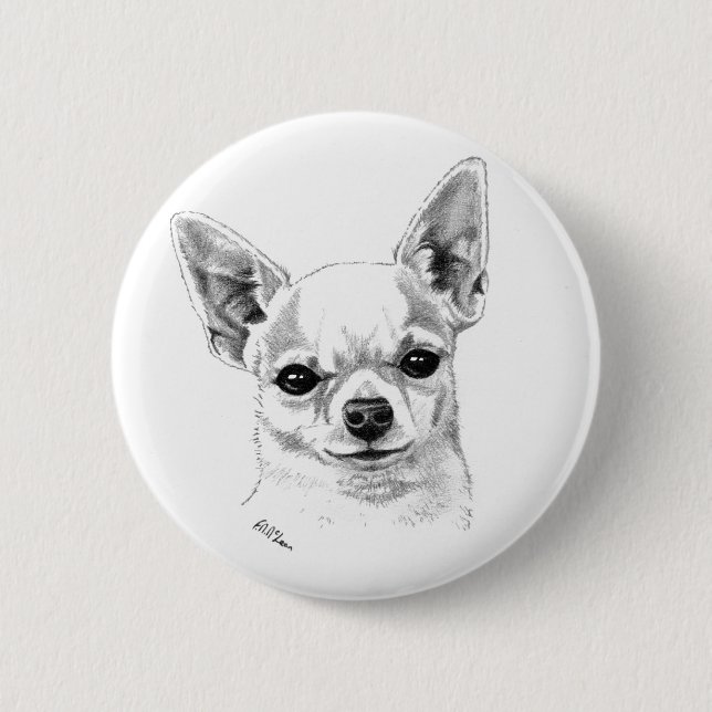 Chapa Redonda De 5 Cm Chihuahua de Smoothcoat (Anverso)