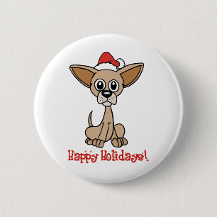 Chapa Redonda De 5 Cm Chihuahua del navidad