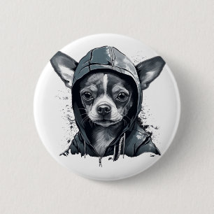 Chapa Redonda De 5 Cm Chihuahua Guay Perro rap Hip-Hop Gangster