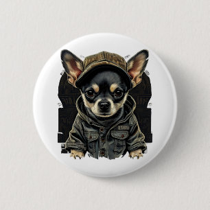Chapa Redonda De 5 Cm Chihuahua Guay Perro rap Hip-Hop Gangster