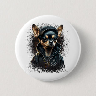 Chapa Redonda De 5 Cm Chihuahua Guay Perro rap Hip-Hop Gangster