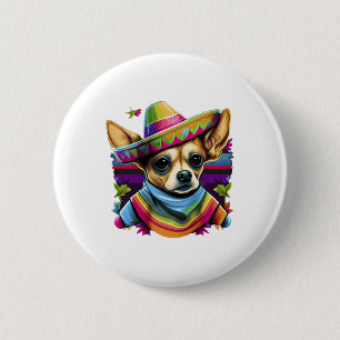 Chapa Redonda De 5 Cm Chihuahua México Cinco de Mayo Perro gracioso
