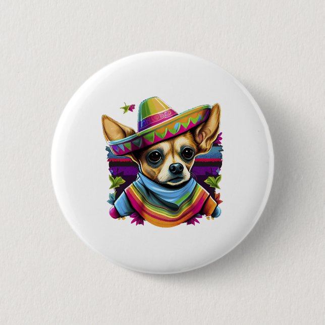 Chapa Redonda De 5 Cm Chihuahua México Cinco de Mayo Perro gracioso (Anverso)