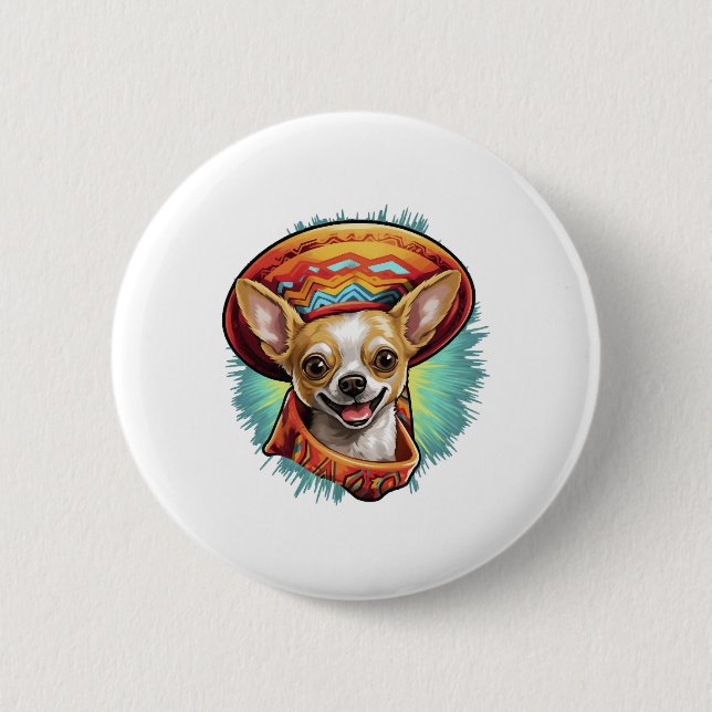 Chapa Redonda De 5 Cm Chihuahua México Cinco de Mayo Perro gracioso (Anverso)