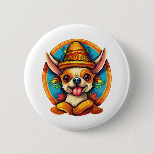 Chapa Redonda De 5 Cm Chihuahua México Cinco de Mayo Perro gracioso
