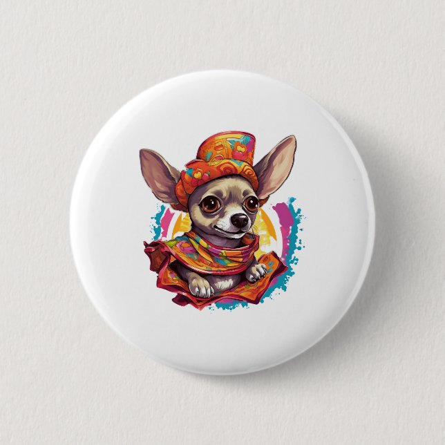 Chapa Redonda De 5 Cm Chihuahua México Cinco de Mayo Perro gracioso (Anverso)