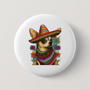 Chapa Redonda De 5 Cm Chihuahua México Cinco de Mayo Perro gracioso