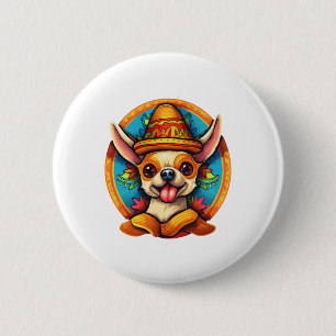 Chapa Redonda De 5 Cm Chihuahua México Cinco de Mayo Perro gracioso