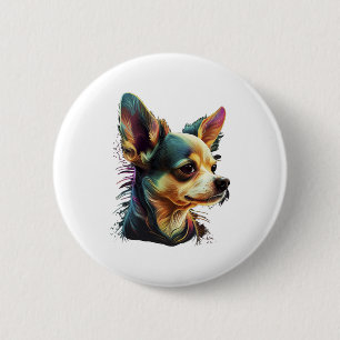 Chapa Redonda De 5 Cm Chihuahua Resumen Pintura Color Cute Perro