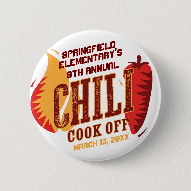 Chapa Redonda De 5 Cm Chili Cook Off | Concurso de Cocina BBQ (Anverso)