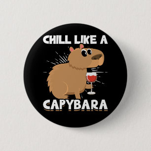 Chapa Redonda De 5 Cm Chill Capybara Cute Animal Lover