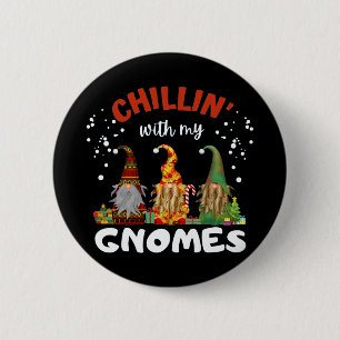 Chapa Redonda De 5 Cm Chillin Con Mis Navidades Gnomes