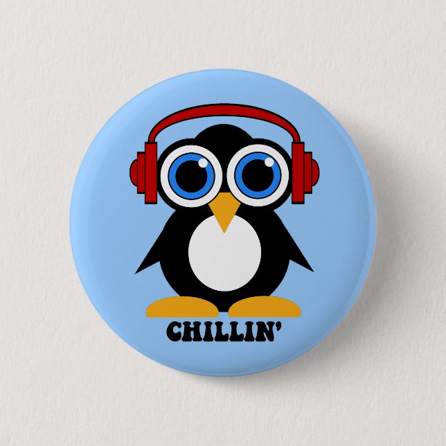 Chapa Redonda De 5 Cm chillin del pingüino (Anverso)