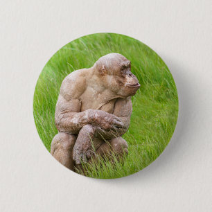 Chapa Redonda De 5 Cm Chimpanzee sin pelo