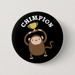 Chapa Redonda De 5 Cm Chimpon es un divertido campeón de Chimpanzee Pun
