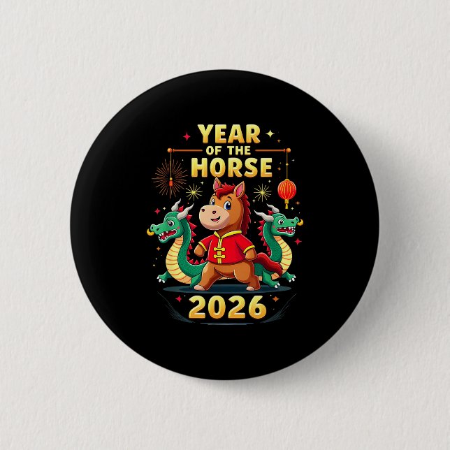 Chapa Redonda De 5 Cm Chinese New Year 2026 Year Of The Horse  (Anverso)