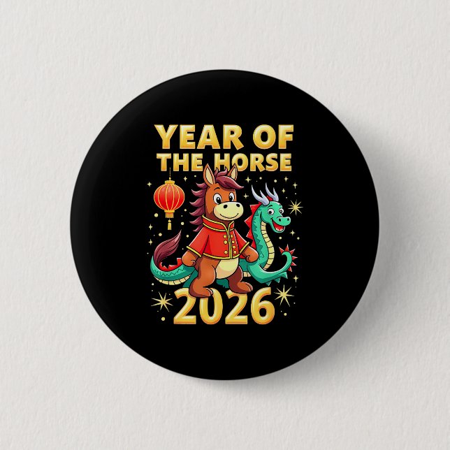 Chapa Redonda De 5 Cm Chinese New Year 2026 Year Of The Horse  (Anverso)