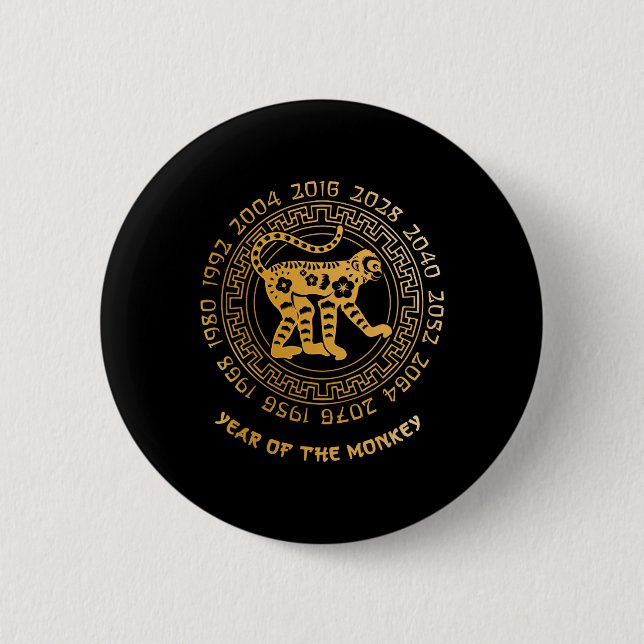 Chapa Redonda De 5 Cm Chinese New Year Of The Monkey Chinese Zodiac Year (Anverso)
