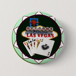 Chapa Redonda De 5 Cm Chip de Póquer de Rótulo y tarjetas de Las Vegas