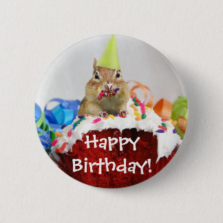 Chapa Redonda De 5 Cm Chipmunk del cumpleaños
