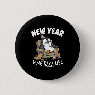 Chapa Redonda De 5 Cm Chiste de Pingüino Divertido Humor Cita Año Nuevo