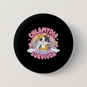 Chapa Redonda De 5 Cm Chlamydia Sobreviviente Gato Meme Camisas Graciosa