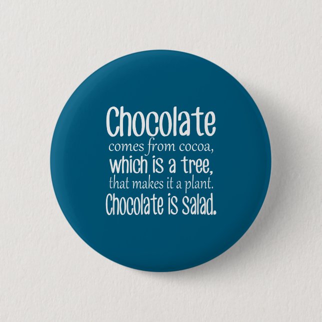 Chapa Redonda De 5 Cm Chocolate Is Salad Funny Diet Quote  (Anverso)