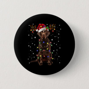 Chapa Redonda De 5 Cm Chocolate Lab Labrador Christmas Tree Light Pajama