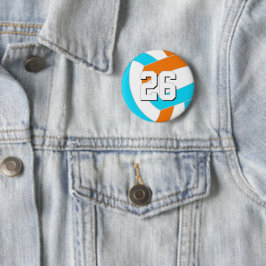 Chapa Redonda De 5 Cm choose ANY team colors w jersey number volleyball