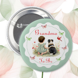 Chapa Redonda De 5 Cm Chorro de bebé personalizado   Abuela a punto de s