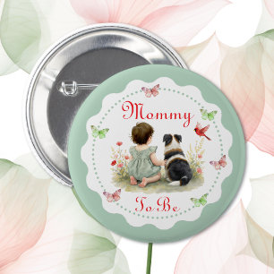 Chapa Redonda De 5 Cm Chorro de bebé personalizado Mamá a punto de dar