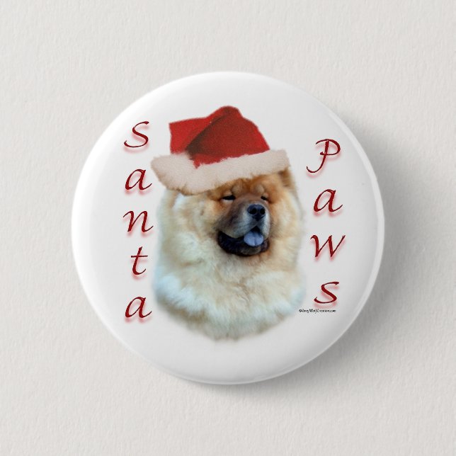 Chapa Redonda De 5 Cm Chow Chow Santa Paws (Anverso)
