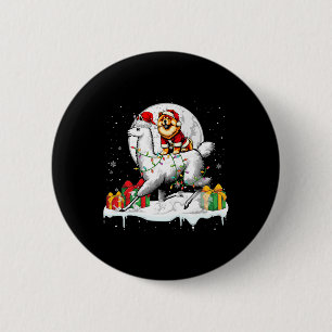 Chapa Redonda De 5 Cm Chow de Santa Chow viajando en Navidad de Llama Hi