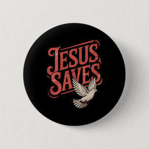 Chapa Redonda De 5 Cm Christan Jesus Saves Premium