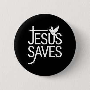 Chapa Redonda De 5 Cm Christan Jesus Saves Premium