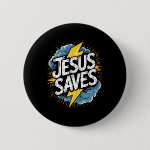 Chapa Redonda De 5 Cm Christan Jesus Saves Premium