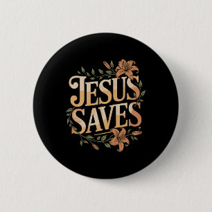 Chapa Redonda De 5 Cm Christan Jesus Saves Premium