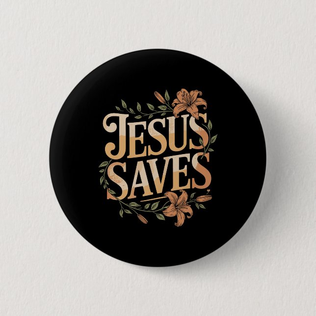 Chapa Redonda De 5 Cm Christan Jesus Saves Premium (Anverso)