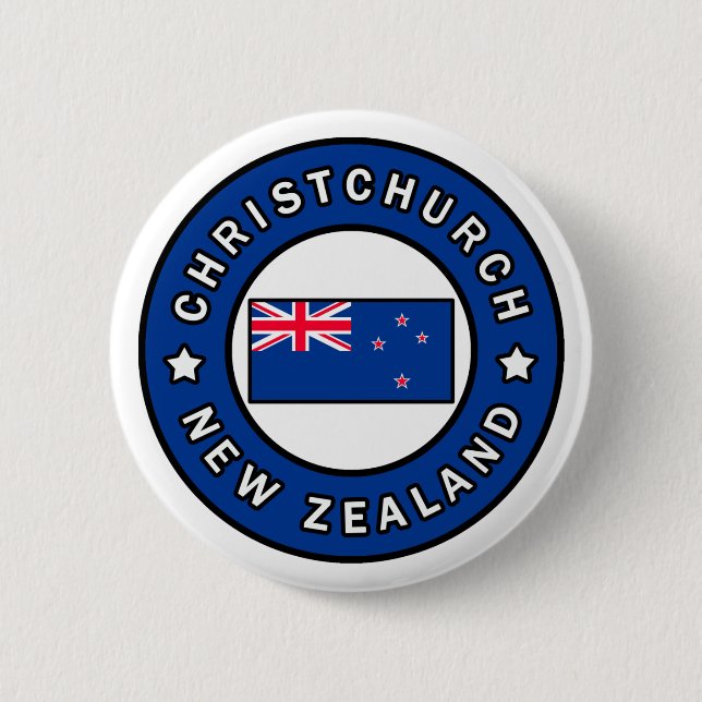 Chapa Redonda De 5 Cm Christchurch Nueva Zelanda (Anverso)